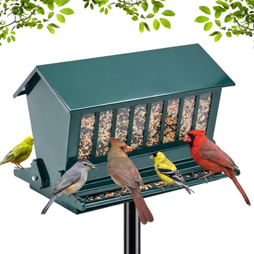 Zonon 12lbs Squirrel Resistant Bird Feeder on Pole | Squirrel Proof Bird Feeders on Pole, Metal Construction, Providing Stable Ground Installation for Outdoor Garden Yard