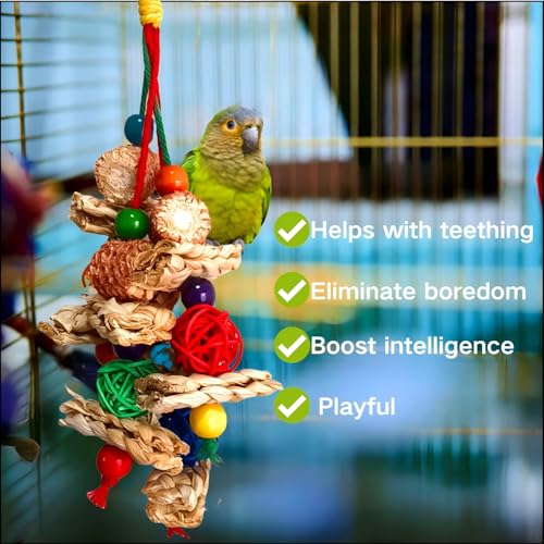 2pcs Bird Toys for Parakeets,Parrot Cage Chewing Hanging Toy | Bird Foraging Toys,Parrot Toy For Conure Cockatiel Budgies Lovebird