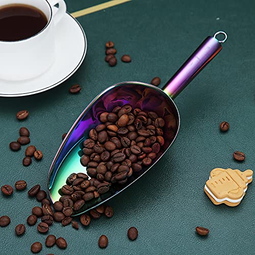 Rainbow Ice Cream Scoop - Premium Stainless Steel for Cookie, Dog Food, Flour, Candy - Dishwasher Safe (8oz/9 Inch) - color: 2. Rainbow