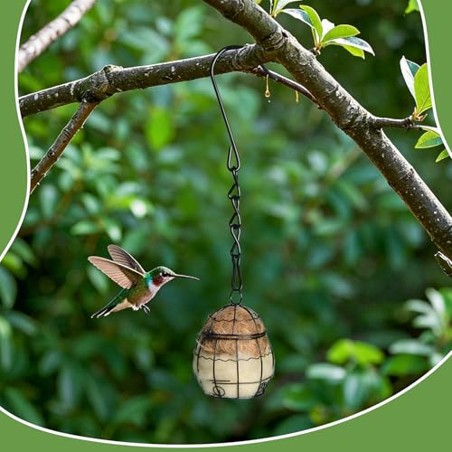 3PCS Bird Nesting Material, Refillable Hummingbird Nesters Cage Holder with Wool Material for Wild Birds Nesting Station, Nesting Balls for Bird Lover Gifts, Bird Watching Gifts for Outdoor Patio - color: Black & Gold-3pcs