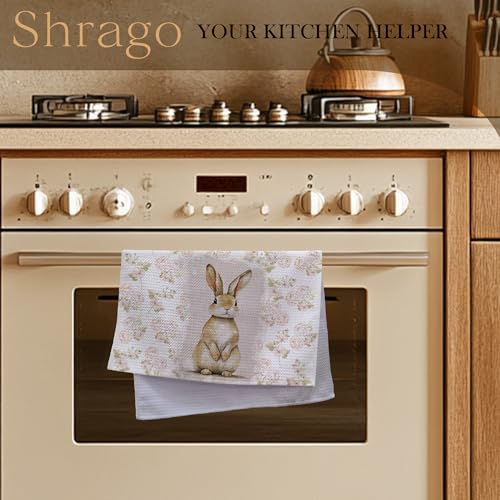 Vintage Bunny Floral Kitchen Towels, Gifts for Bunny Lovers Dish Tea Towels for Kitchen, Rustic Cottagecore Flower Rabbit Decorative Hand Towel for Bathroom Decor, 16x24 Inch - color: Floral Bunny