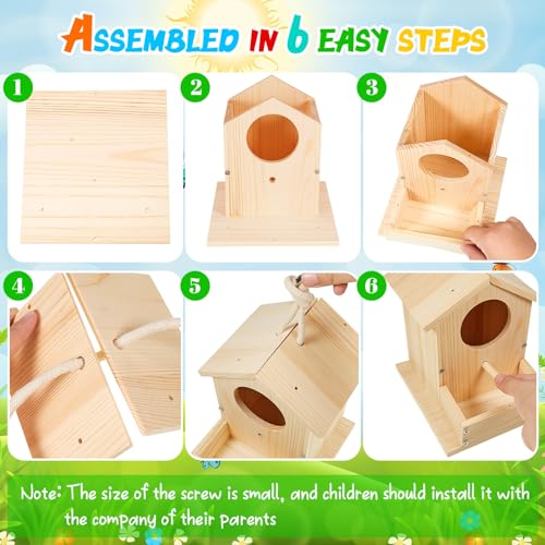 Liliful 4 Pack Bird House Kits for Kids, Wooden DIY Birdhouse Kit to Build and Paint, Birdhouse Craft Kit, Classroom Arts and Crafts Gift for Kids Ages 4-8 8-12 Boys Girls (Seasonal Style) - color: Seasonal Style
