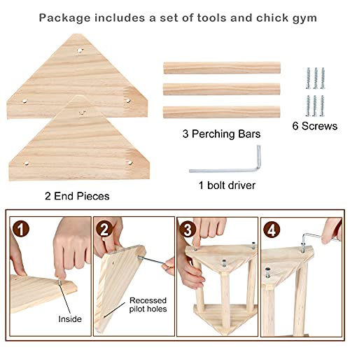 Wooden Chick Perch Stand, Pine Chicks Roosting Bar, Jungle Gym Perch Toys for Chicken Coop & Brooder, Bird Perch for Baby Chicks & Parrots (Small) - color: Small