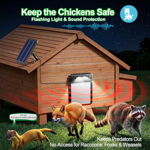 Automatic Chicken Coop Door Solar Powered, Roll-Up Chicken Door with Timer & Light Sensor, Anti-Pinch Safety Auto Chicken Door with Remote Control, Weatherproof Aluminum Coop Door (Black1)