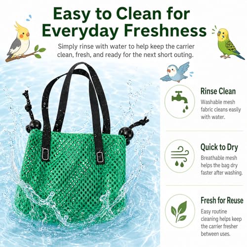 2PCS Portable Bird Carrier Bag,Comfortable Fit Parrot Travel Pouch with Adjustable Neck Opening,Breathable Mesh Anti-Escape Carrier for Birds,Conures,Lovebirds,Cockatiels,Budgies (Small) - size: Small