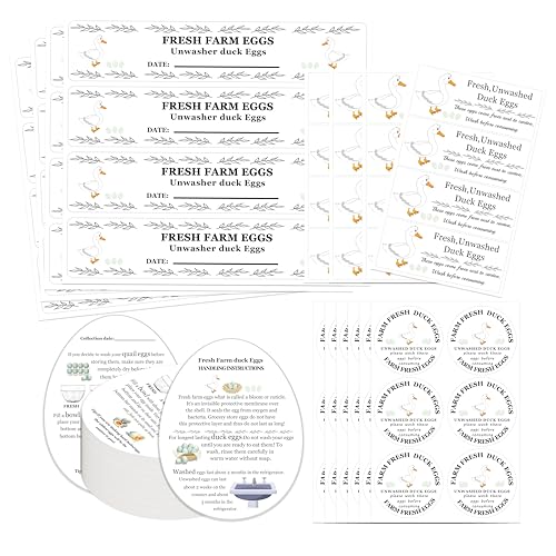 Fresh Farm Egg Packaging Set Unwashed Eggs Sticker Please Return Carton Label Double-Sided Handling Instruction Cards for Business Eggs Care (Duck Egg) - style: Duck egg