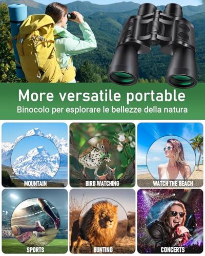 20x50 Binoculars for Adults High Powered | Compact Waterproof,HD Vision,Easy Focus,BAK4 Prism,for Bird Watching, Hunting,Cruise Ship, Travel,Sport Games
