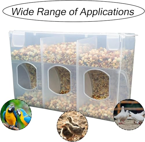 Automatic Pigeon Bird Feeder Water, Plastic Feeder Water Dispenser Drinkers for Cage, No Mess Hanging Parrot Food Feeding, Cage Accessories for Parakeet Quail Bird Chicken (3 Hole-Hook) - size: 3 Hole - Hook