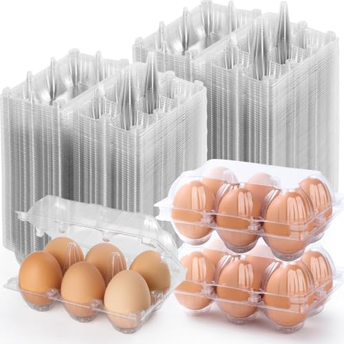 180 Pack Plastic Egg Cartons Cheap Bulk 6 Count, Clear Egg Trays 2x3 Grids | Bulk Egg Carton Fits Small to M Chicken Eggs, Reusable Egg Holder/Container for Family, Chicken Farm and Markets - size: 180P2×3