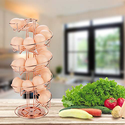Toplife Spiral Design Metal Egg Skelter Dispenser Rack, Storage Display Rack, Rose Gold - color: Rose Gold