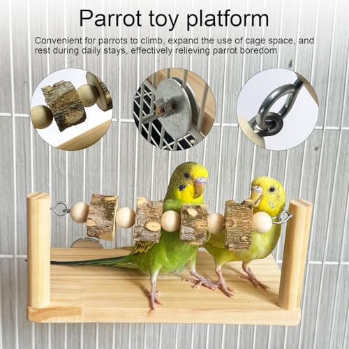 3ps Rotating Bird Perches Made of Wood with 1ps Chewable Perch, and 1ps Standing Pole Bird Perchs Stand Toy, Bird Stand Toy 360° Rotatable Parrot Exercise Standing Perch for Parakeets, Budgies D - color: D