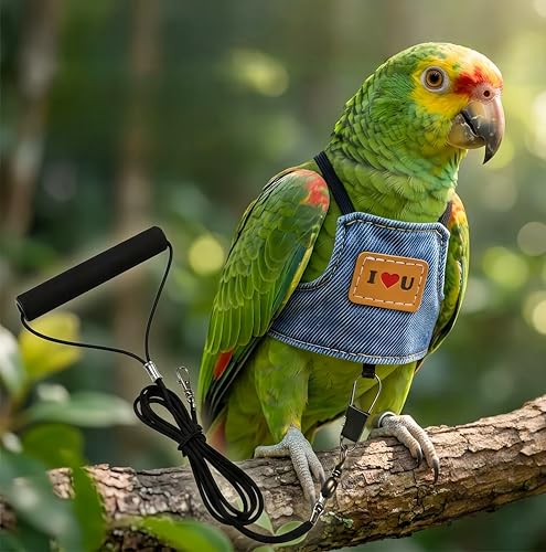 Bird Flight Harness Vest, Parrot Flight Suit with Leash Adjustable Bird Flying Clothes Outdoor Training Traction Rope for Parakeets Cockatiels Conures Budgies Cockatiel-Blue,L - color: Blue