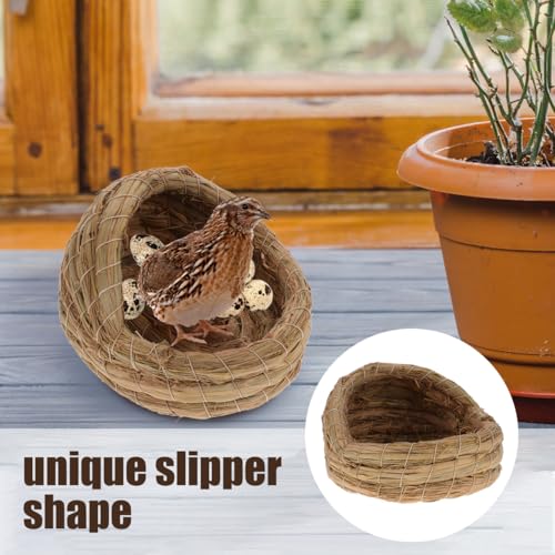 Kisangel 2Pcs Woven Bird Nest, Chicken Straw Breeding Nest, Small Laying Birdcage for Pigeon Parrot Bed Flat Base Indoor Outdoor