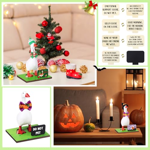 Relaxweex Magnetic Goose Key Holder Cute Resin Goose Statue with Mini Bow Tie Writable Interchangeable Signs Chalk for New Apartment Housewarming Gifts Office Table Desk Home Decor(Vivid Style) - style: Vivid Style