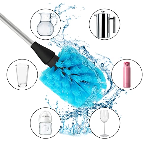 Long Bottle Brush, 15.35 in Bendable Cleaner Brushes for Cleaning Neck Beer Bottles, Wine, Baby Bottles, Water Bottles, Tumblers, Flask, Bird Feeder, Vase, Pipes and Brewing Supplies Blue/1Pack - color: Blue and Black