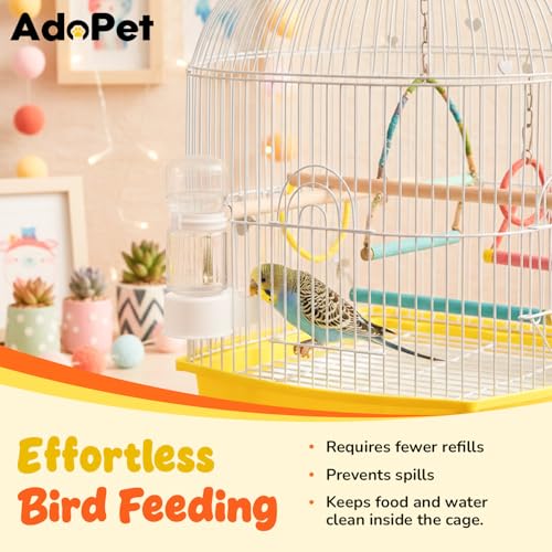 Automatic Bird Water Feeder for Cage, No-Spill Hanging Bird Water Bottle 140ml, Easy Install Pet Water Dispenser for Small Birds, Parrots, Budgies & Small Pets