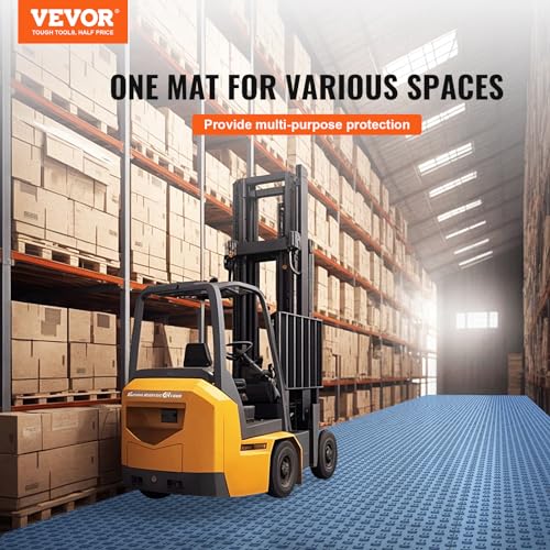 VEVOR Garage Floor Tiles 12 x 12 x 0.53 inch, Interlocking Design Ease of Installation Double-Sided Texture Non-Slip Sturdiness, for Garages, Basements, Repair Shops, Blue, 25 Pack | Easy Installation Double-Sided Texture Non-Slip Sturdiness, Polypropylen