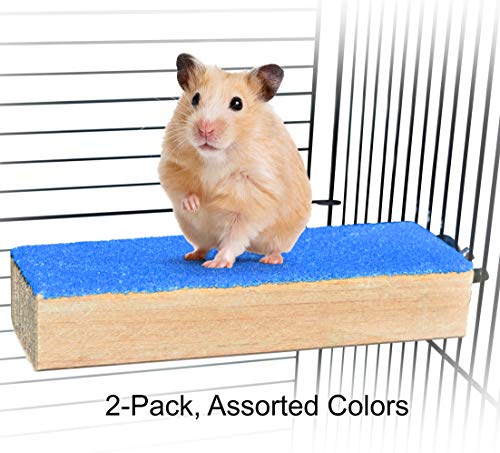 Spoiled Pet® Bird Cage Perch Stand 2-Pack - Beak and Foot Grinding Platform - Parakeets, Cockatiels, Canaries, Finches, Conures, Lories, and Budgies - Hamsters and Gerbils (Wood Perch) - size: Wood Perch