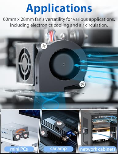 Wathai 12V DC Centrifugal Blower Fan 60mm x 28mm 2 Inch Squirrel Cage Turbo | 60mm blower 2 Inch Squirrel Cage Turbo Cooling Fan High Speed for Car Amp, 3D Printer, RV Fridge, PC, Humidifier
