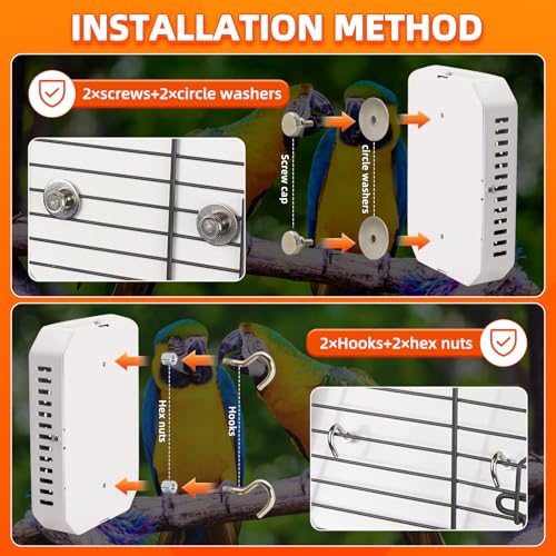 Bird Cage Heater 3.4”×5.1” PTC Heated Pad US Plug 25W for Parrots | Anti scalding Pad,Anti-bite steel cord,Intelligent thermostat,Cage Mounted, for Cockatiel, Parrots Parakeet and Canary