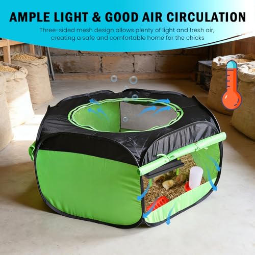 Tetuga Brooder Box for Chick Starter Kit with 10x 12” Brooder Heating Plate | Chicken Brooder Pen All-In-1 Bundles with Chicken Feeder, Waterer, Up to 15 Chicks, Duck & Quail, Indoor & Outdoor Use, Green - color: Chicken Brooder Tent Bundles,Green