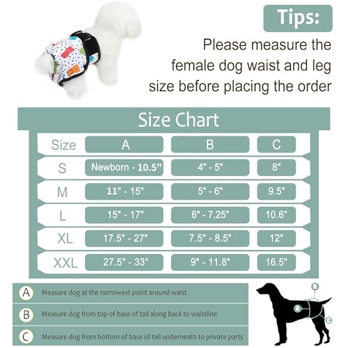 Washable Female Dog Diapers - Premium Reusable Diapers for Doggie in Heat - Highly Absorbent Dog Diapers Female for Pet Incontinence with Adjustable Snaps(Animals, S) - color: Animals, size: Small（New Born-11.5“Waist）