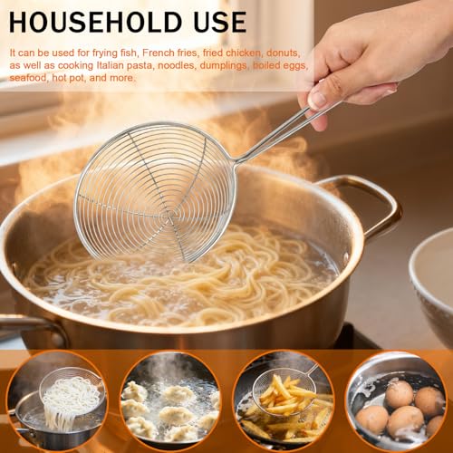 Premium Grade Stainless Steel Spaetzle Maker with Comfort Grip Handle, Stainless Steel Spider Strainer Skimmer Spoon with Cleaning Brush, Homemade German Egg Noodle Dumpling Making Tool Set