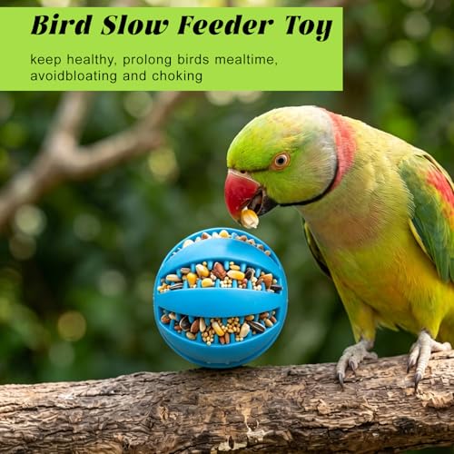 2Pcs Parrot Feeder Chew Toy Balls Interactive Bird Foraging Toys | Plastic Colorful Birds Ball, Soft Chewable Bird Chew Ball, Parakeet Parrots Hamsters, Cockatiel Lovebirds Guinea, Pigs Macaws