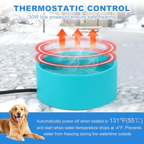 3.2L Heated Water Bowl for Outside Animals, Pet Heated Dog Bowl in Winter | Heated Dog Water Bowl Outdoor, Thermostatic Control Anti-freeze Heated Pet Water Bowl for Cats,Chicken,Duck,Goose,Rabbit - size: Round 3.2 Litres