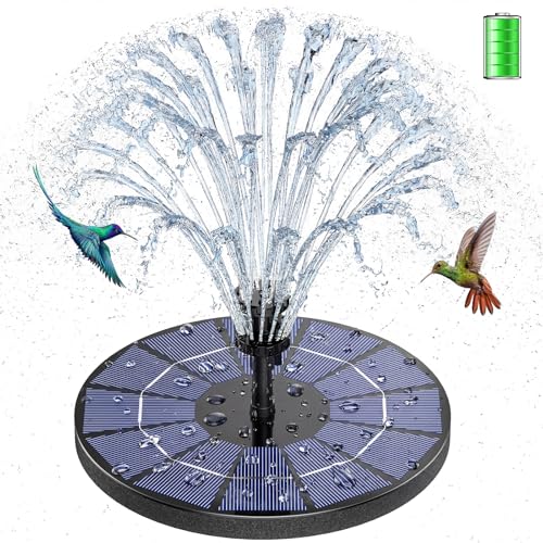 AISITIN 3.5W Solar Fountain Pump Built-in 1500mAh Battery with 10 Nozzles | Solar Fountain for Bird Bath with 4 Fixer, Solar Floating Water Pump, Fish Tank, Pond, Pool, Garden and Outdoor - color: Black