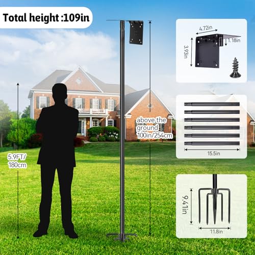 Bird Feeder Pole for Outdoor, 1 Pack 109 Inch Bird House Pole for Outside Heavy Duty, Adjustable Feeder Stand for Smart Wild Birds Watching - size: 109 Inch