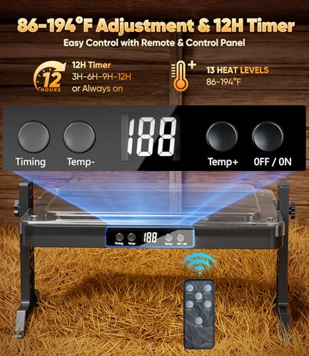 Smart Brooder Heating Plate, 2-in-1 Chicken Coop Heater & Chick Brooder, 200W Rapid Radiant Heat with Adjustable Temp 86~194℉ & Timer & Height & Angle, Peck-Resistant Power Cord, ETL/UL Certified Safe