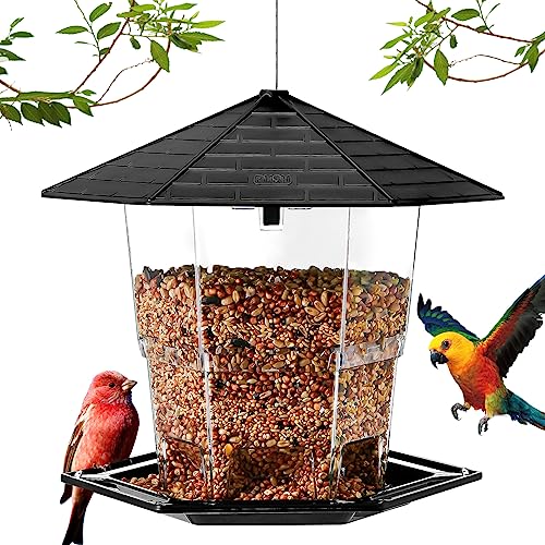 Jealoeur Bird Feeders for Outdoors Hanging Bird Feeder Wild Birds Seed, Black 2 Pack - color: Black 2 pack