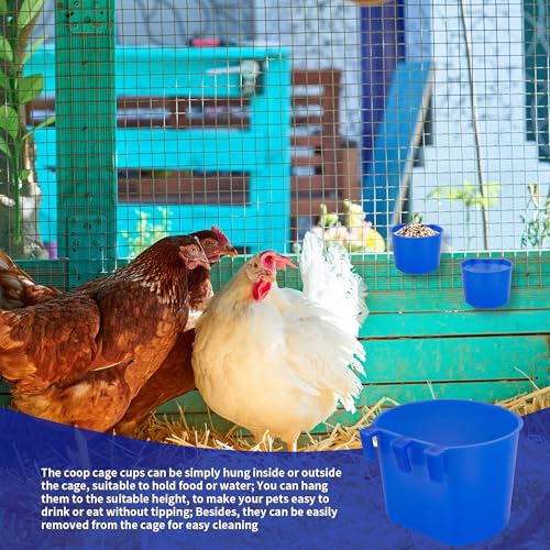 40 Pcs Cage Cups Birds Feeders Bird Water Dispenser Hanging Quail Waterer Plastic Chicken Feeding Watering Dish for Small Coop Parrot Parakeet PET Poultry Pigeon Gamefowl Food Seed Bowl Supplies(Blue) - color: 8oz-Blue