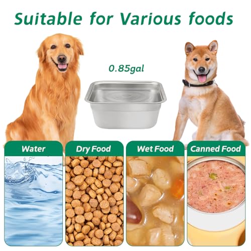 Dog Bowl Stainless Steel Water and Feed Dish with Non-Slip Pads (0.85Gal-1 Set) - size: 0.85Gal-1 Set