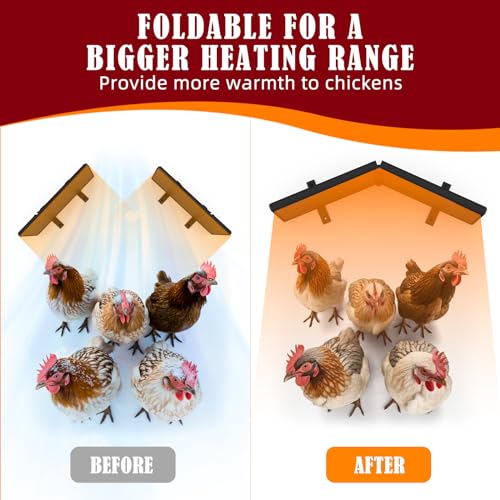 Chicken Coop Heater Inside Coop with Remote Control, 180W Foldable Radiant Heaters, 30''x12'' Large Heating Panel Warmer for Cozy Winter with Adjustable Timer and Temp, Safer Than Brooder Heat Lamp - color: Dark Black 2G-Controller