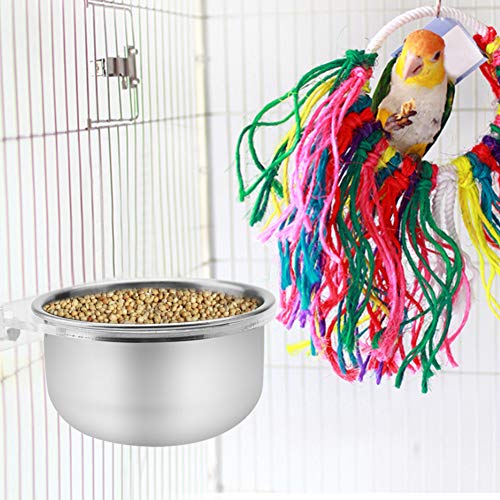 Stainless Steel Bird Feeder with Acrylic Plates, Small Feeding Cups for Cage, Detachable Bird Water Bowls with Clamp Holder for Cockatiel Conure Budgies Parakeet Finch Small Pets