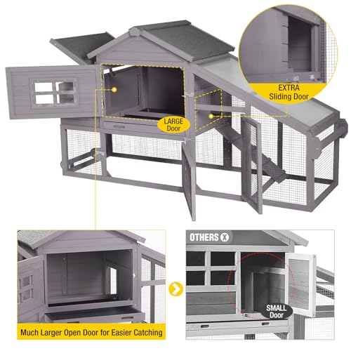 Aivituvin Chicken Coop Mobile Hen Coop, Large Poultry Cage with Wheels Outdoor Backyard Chicken House