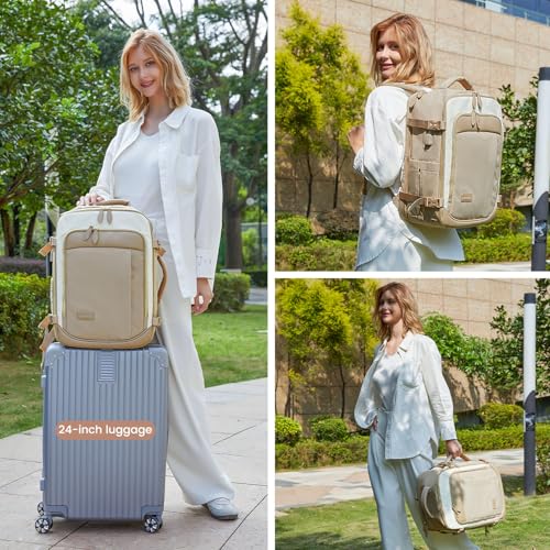 LOVEVOOK Travel Backpack for Women Men, 40L Carry On Backpack with 3 Packing Cubes,TSA Personal Item Travel Bag Airline Approved, Water Resistant Weekender Overnight Luggage Daypack - color: H-hkaki-beige-brown, size: Large - 17.3 Inch - 40L - 3 Pcs