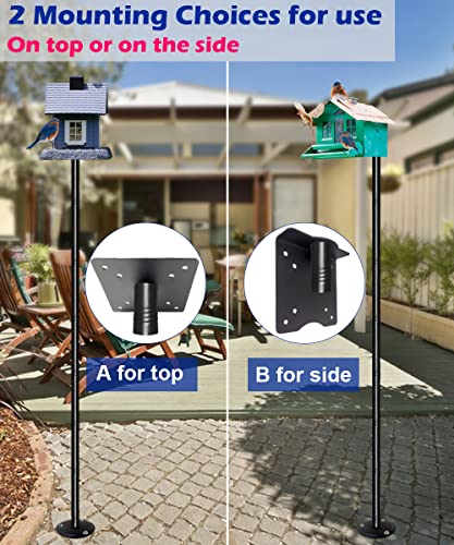 105 Inch Bird Feeder Pole Kit, Heavy Duty Bird House Pole Set for Hard Ground, Adjustable Universal Mounting Post Kit for Outdoors, Matte Black, 1 Pack - size: Hard Ground 1pack