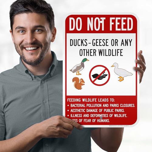 Do Not Feed Ducks Geese Or Any Other Wildlife Sign Sign, 12x18 Inches, 3M EGP Reflective .063 Aluminum, Fade Resistant, Made in USA by My Sign Center - size: 12x18 Reflective Aluminum