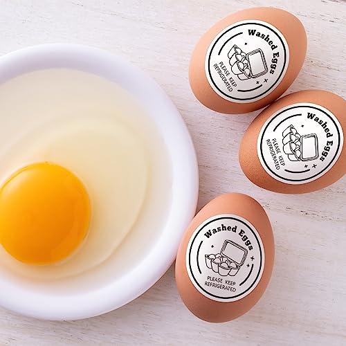 1000 Pcs Farm Fresh Eggs Carton Labels 1.5 Inch Round Self Adhesive Stickers for Chicken Quail Duck(Washed Eggs) - style: Washed Eggs