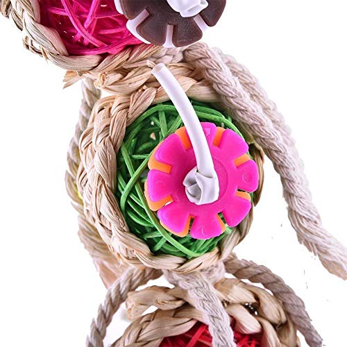 Litewoo Bird Chew Bell Toy Natural Straw Rattan Colorful for Parakeet Cockatiel African Grey Quaker Cockatoo Lovebird Caique Amazon Budgie Cage Accessories - color: Toy2