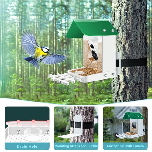 Bird feeders for Outdoors Compatible with Blink,Wyze and Other Smart Camera for Bird Watching with Your Security Cam,Gift for Bird Lover-(Camera NOT Included)