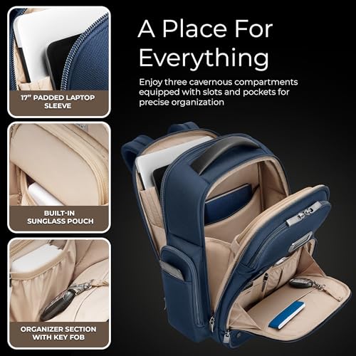 Briggs & Riley Large Cargo Backpack for Women & Men - Laptop Backpack, For Work & Travel, Spacious & Durable, Padded Straps, Fits up to 17" Laptop - @work Collection, Navy - color: Navy, size: Large Cargo Backpack