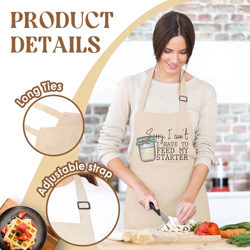 Sourdough Apron for Women with Deep Pockets - Funny Bakers Apron, Unique Sourdough Gifts for Women & Bread Bakers, Adjustable Kitchen Apron for Mom, Mother’s Day Baking Gift - B18 - color: I Have to Feed My Starter
