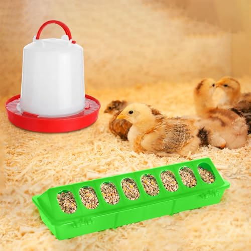 Funnymoom 12 Pack Chicken Feeder and Waterer Set Bird Small Poultry Feeder Flip Top Bird Small Poultry Feeding for Pigeon Chick Drinker Duckling Quail Feeding Dispenser(Green,8 Holes) - color: Green, style: 8 Holes