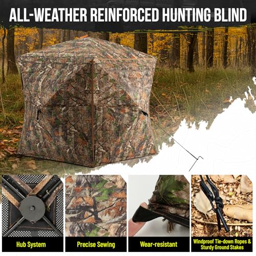 Portable Hunting Blind - 270°/288°/360°See Through with Floor Mat Dual Door - size: 360° See Through(2-3 Person)