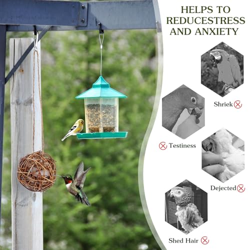 Totority Bird Nesting Material Holders, Hanging Cotton-Filled Garden Decor | 3Pcs Hanging Wood Holders Filled with Cotton Material for Seasonal Garden Displays and Outdoor Bird-Watching Areas