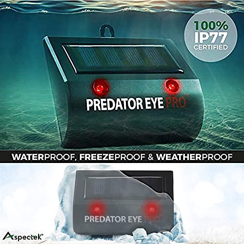 ASPECTEK Predator Eye PRO Solar Animal Repeller - 2 Pack, Red Flashing Light Deterrent for Cats, Dogs, Foxes, Birds, Skunks, Deer and Raccoons, Outdoor Pest Control for Garden, Farm, Fence and Coop - style: Predator Eye Pro